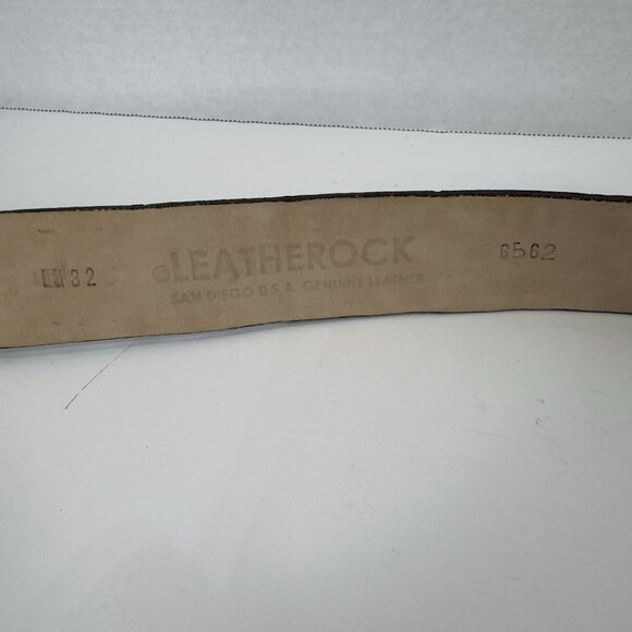 LeatherRock Croc Pattern Leather Belt Rhinestone/Stud Fleur-De-Lis Buckle 32" - Picture 8 of 10